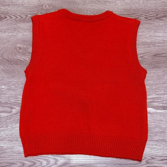 Festive Santa Claus Christmas Sweater Vest 3D Pom Pom Nose Red Knit Holiday Jr S - Picture 2 of 6